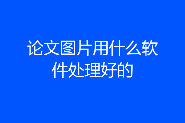 论文图片用什么软件处理好的
