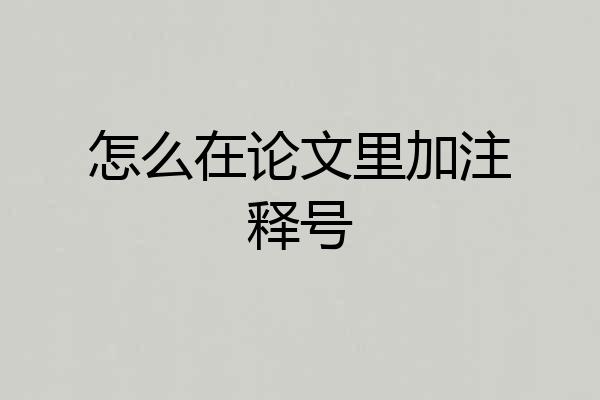 怎么在论文里加注释号