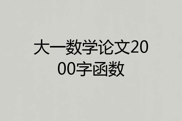 大一数学论文2000字函数