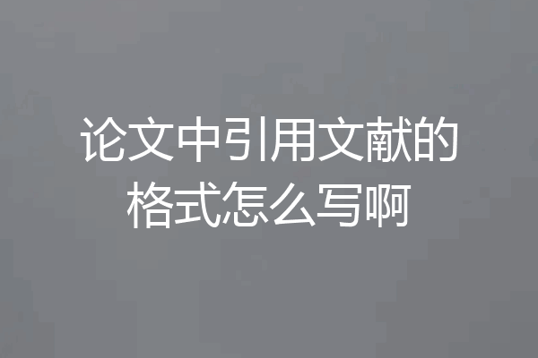论文中引用文献的格式怎么写啊