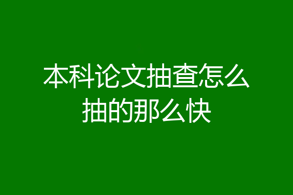 本科论文抽查怎么抽的那么快