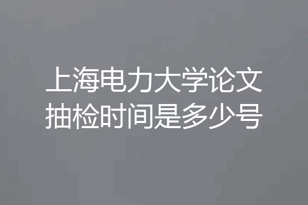 上海电力大学论文抽检时间是多少号