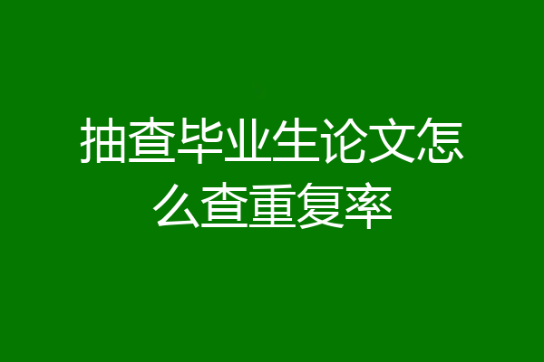 抽查毕业生论文怎么查重复率