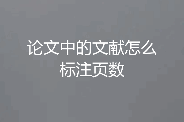 论文中的文献怎么标注页数