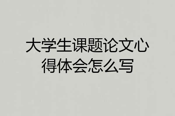 大学生课题论文心得体会怎么写