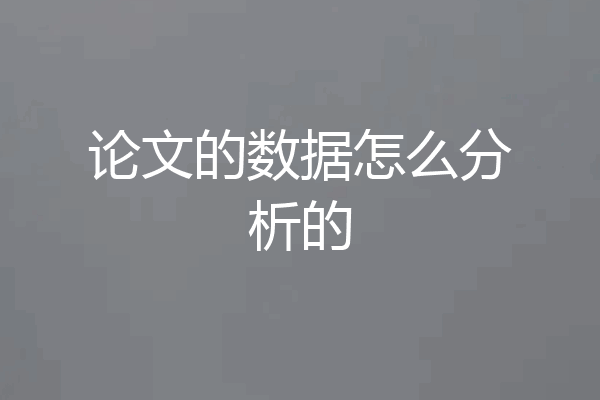 论文的数据怎么分析的
