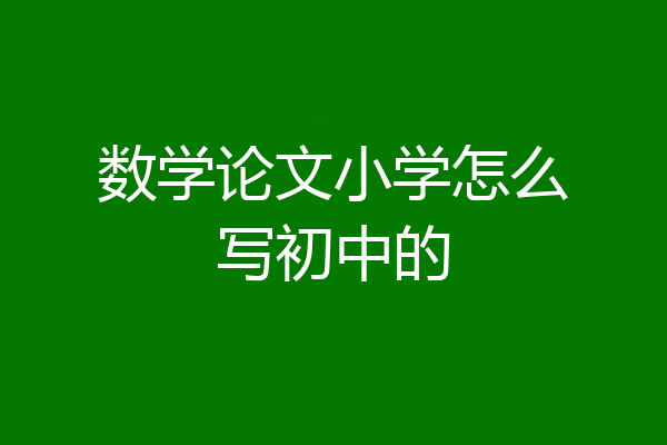 数学论文小学怎么写初中的