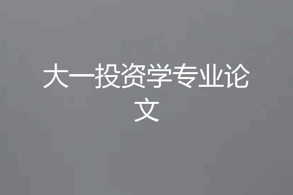 大一投资学专业论文