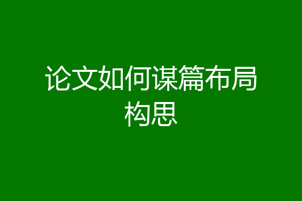 论文如何谋篇布局构思
