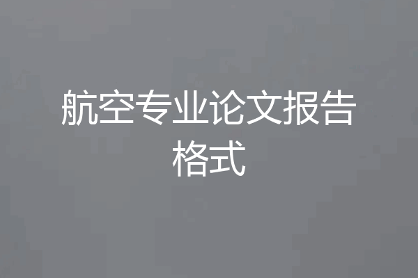 航空专业论文报告格式