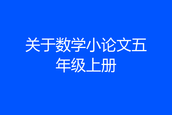 关于数学小论文五年级上册