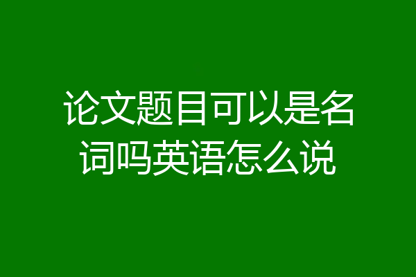 论文题目可以是名词吗英语怎么说
