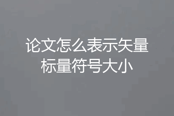 论文怎么表示矢量标量符号大小