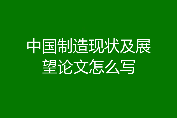 中国制造现状及展望论文怎么写