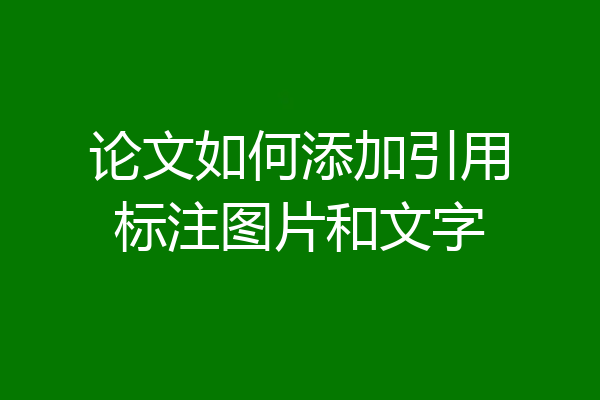 论文如何添加引用标注图片和文字