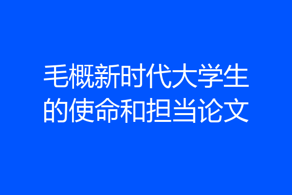 毛概新时代大学生的使命和担当论文