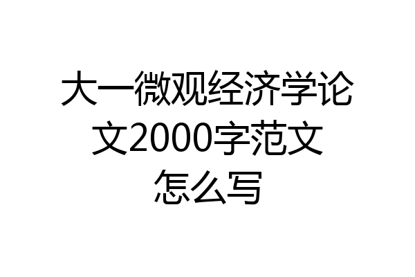 大一微观经济学论文2000字范文怎么写