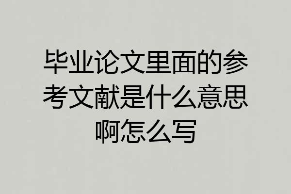 毕业论文里面的参考文献是什么意思啊怎么写