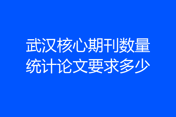 武汉核心期刊数量统计论文要求多少