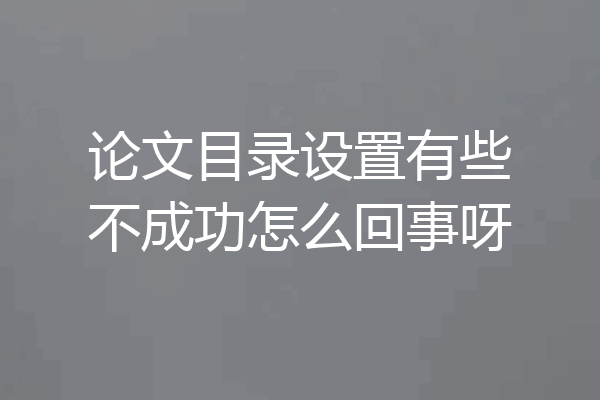 论文目录设置有些不成功怎么回事呀