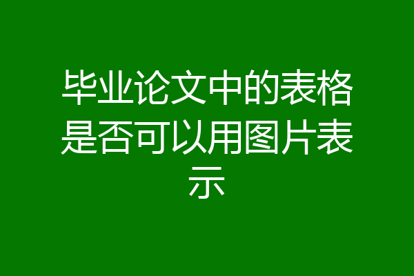 毕业论文中的表格是否可以用图片表示
