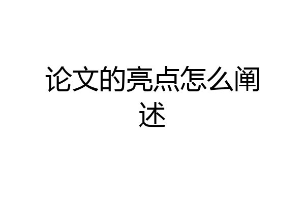 论文的亮点怎么阐述