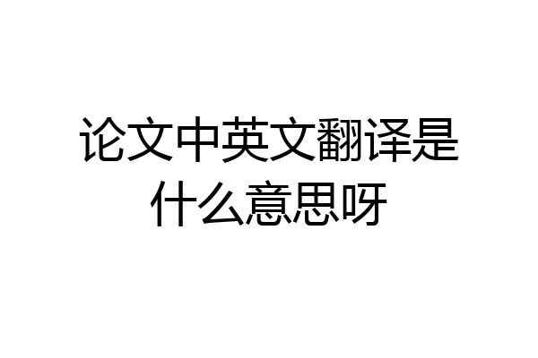 论文中英文翻译是什么意思呀