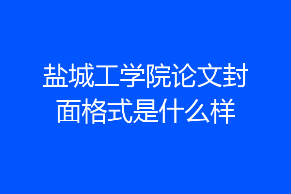 盐城工学院论文封面格式是什么样