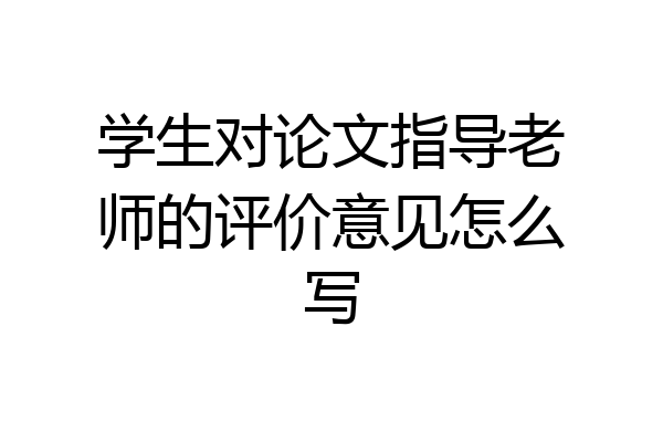 学生对论文指导老师的评价意见怎么写
