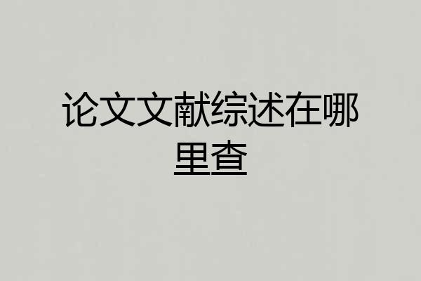 论文文献综述在哪里查