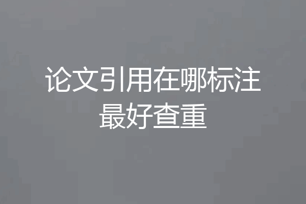 论文引用在哪标注最好查重