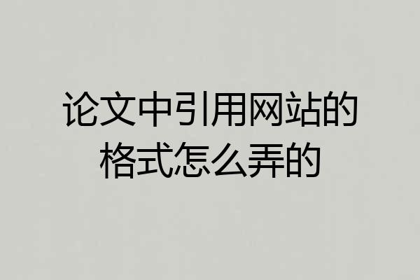 论文中引用网站的格式怎么弄的