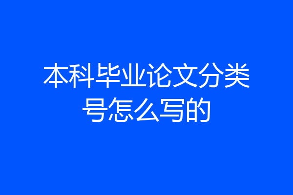 本科毕业论文分类号怎么写的