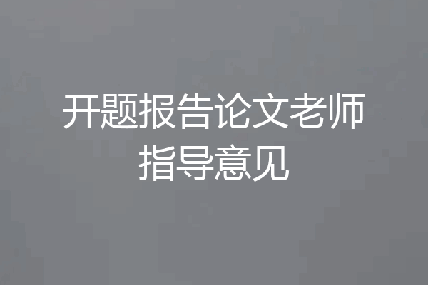 开题报告论文老师指导意见