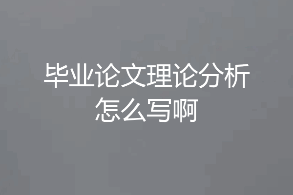 毕业论文理论分析怎么写啊