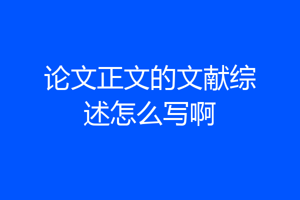 论文正文的文献综述怎么写啊