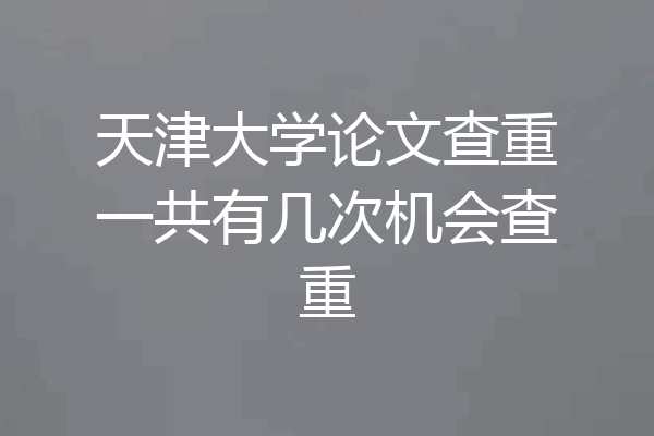 天津大学论文查重一共有几次机会查重