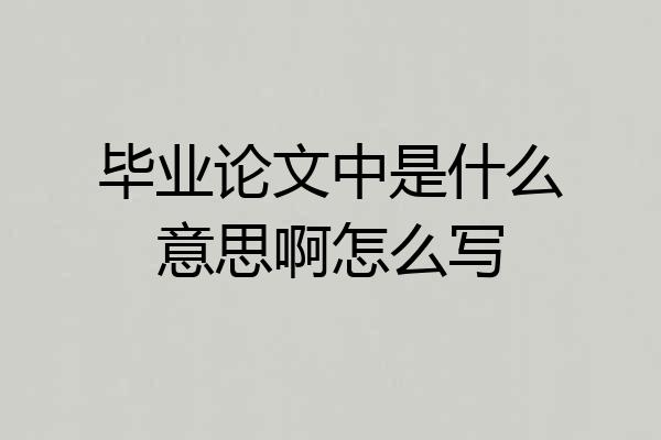 毕业论文中是什么意思啊怎么写