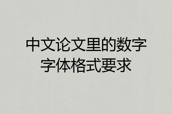 中文论文里的数字字体格式要求