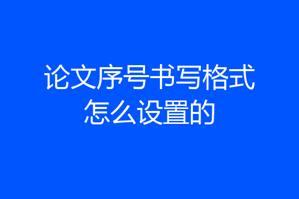 论文序号书写格式怎么设置的