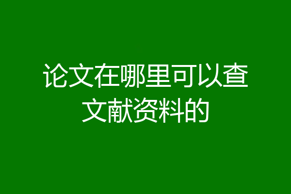 论文在哪里可以查文献资料的