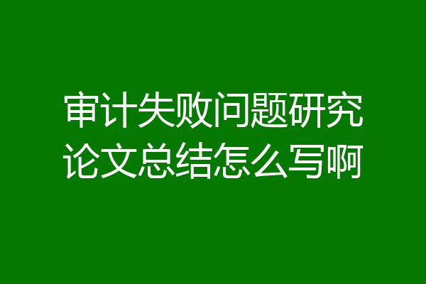 审计失败问题研究论文总结怎么写啊
