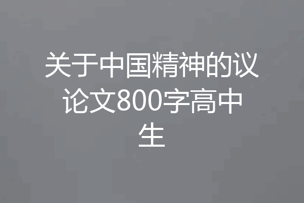 关于中国精神的议论文800字高中生