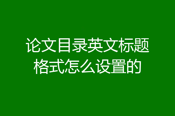论文目录英文标题格式怎么设置的