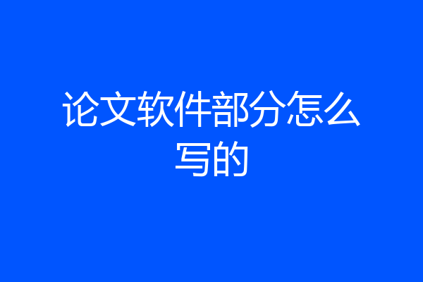 论文软件部分怎么写的
