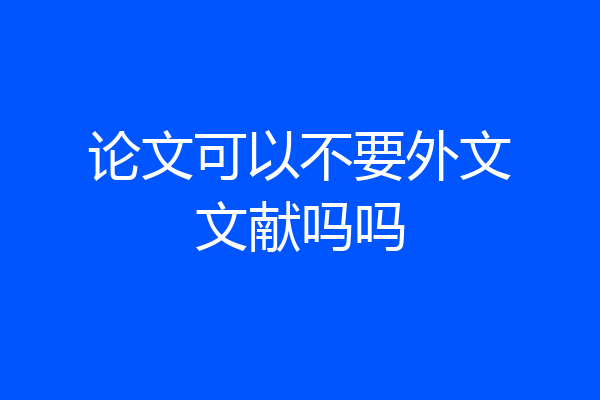 论文可以不要外文文献吗吗