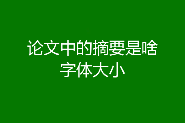论文中的摘要是啥字体大小