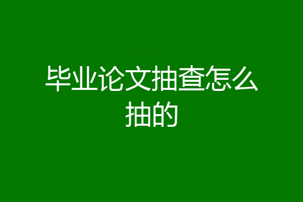 毕业论文抽查怎么抽的