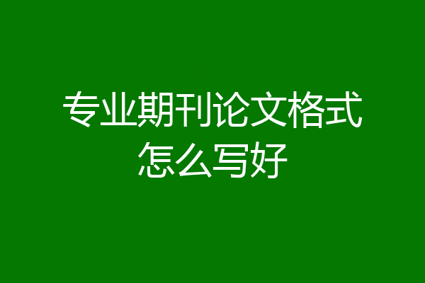 专业期刊论文格式怎么写好