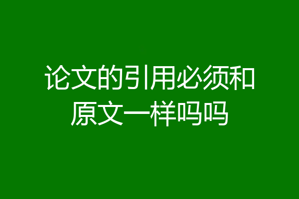 论文的引用必须和原文一样吗吗